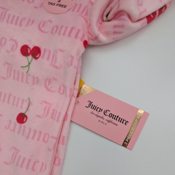 NWT Juicy Couture Girls (2T) Sweetheart Cherry 2-Piece Pyjama/Sleep Set - Picture 6 of 16